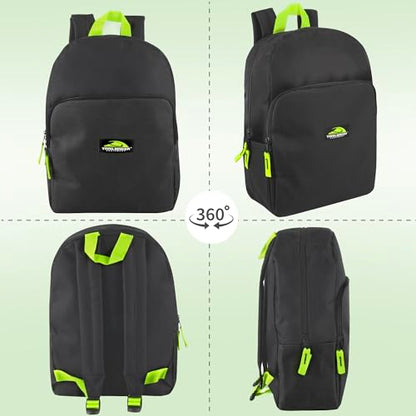 Trail maker 15 Inch Backpack for Kids, Preschool, Elementary & Middle School Students – Spacious Bookbag with Large Front Pocket, Adjustable Straps, Fits up to 13 Inch Laptop (Black Neon) - color: Black