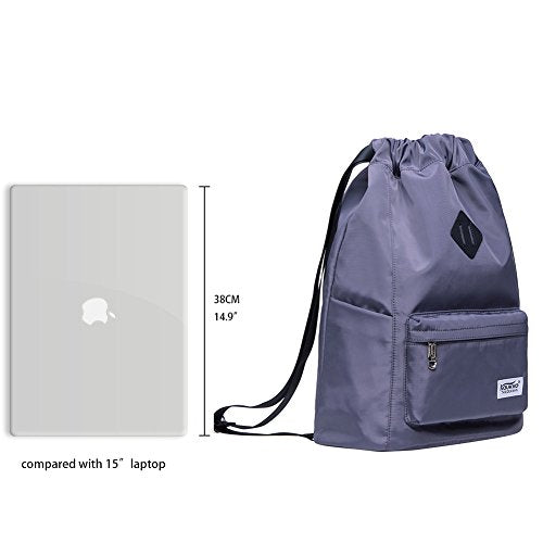 KAUKKO Drawstring Sports Backpack Gym Yoga Bag Shoulder Rucksack for Men and Women 2031-2-Gray,28.8L - color: Nylon230 Grey