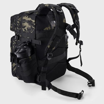 LHI Military Tactical Backpack for Men and Women 45L Army 3 Days Assault Pack Bag Large Rucksack with Shoe Compartment - Black CP - color: 1.21 Shoe Compartment（black Cp）