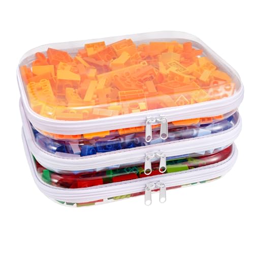 Clear Hard Shell Zipper Case,3PCS Transparent Clear Zipper Pouches,Hard Side Plastic Case Set,Portable Travel Storage Organizer Bins - color: 3PCS-L
