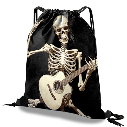 Drawstring Backpack Draw String Bag Waterproof for Sports Gym Beach Travel Cute Aesthetic Sackpack Men Women (13"×17")-Skull Skeleton - color: S-8-skull Skeleton