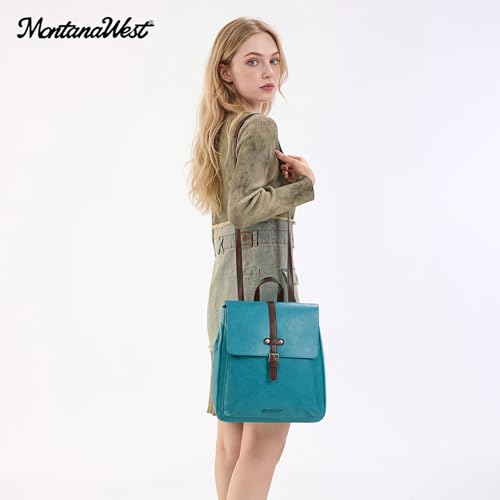 Montana West Backpack Purse for Women Casual Daypack Convertible Crossbody Backpack for Travel Work - color: Turquoise