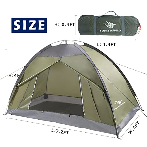 7.2 × 4 × 4 Feet Single Backpack Tent, Waterproof Camping and Hiking Tent can be Used by One Person, Light and Durable - color: Army Green