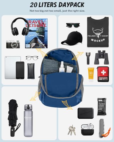 Gonex Ultra Lightweight Packable Backpack Daypack Handy Foldable Camping Outdoor Travel Cycling Backpacking - color: Dark Blue