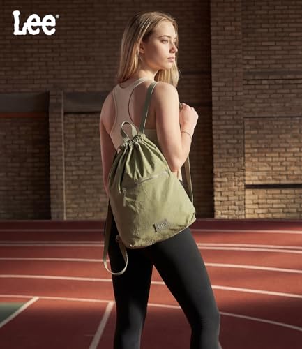 Lee Drawstring Backpack Bag Lightweight Small Gym Swim Beach Bag Water Resistant Sports Sackpack for Men Women, LEE48-002GN - color: Green
