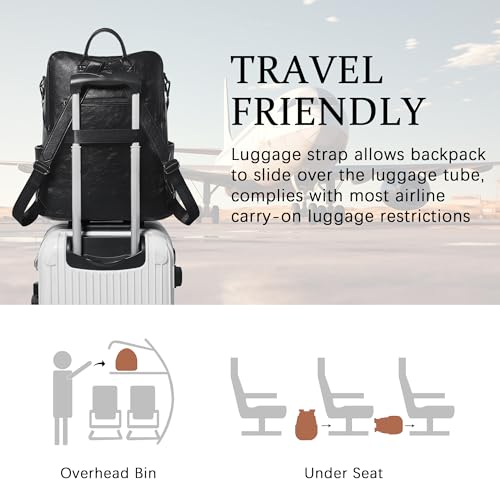 Shrrie Vegan Leather Laptop Backpack for Women 15.6 inch Work Backpack Fashion Travel Backpack Purse for Business College - color: Black01
