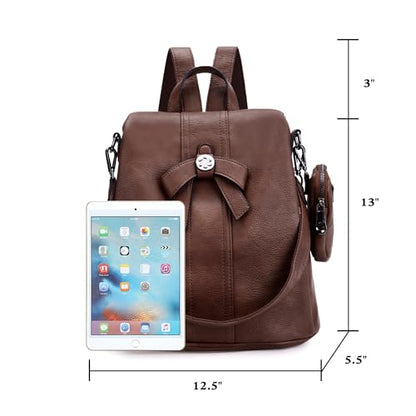 ZOCAI Backpack Purse for Women Fashion Backpack Purses PU Leather Daypacks Anti-Theft Shoulder Bag Satchel Purse - color: Brown