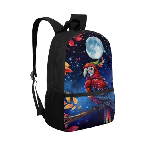 ZOUTAIRONG Parrot Backpack for School and Small Thermos School Bags for Girls 7-10/10-12/12-16, Lightweight Casual Backpack with 2 Side Pockets - color: Parrot