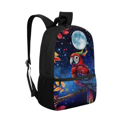 ZOUTAIRONG Parrot Backpack for School and Small Thermos School Bags for Girls 7-10/10-12/12-16, Lightweight Casual Backpack with 2 Side Pockets - color: Parrot