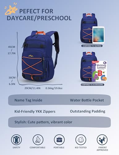 MOUNTAINTOP 18L Kids Backpack, Lightweight Children Daypack for Boys Girls, School Bag with Chest Strap, 29 * 16 * 45CM - color: Dark Blue