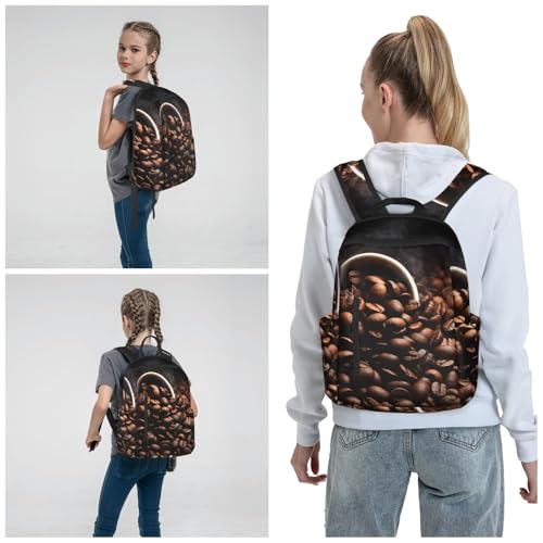 Travel Backpack for Women Men Coffee Beans Daypack 15 inch Lightweight Computer Bag Casual Back Pack - color: Coffee Beans