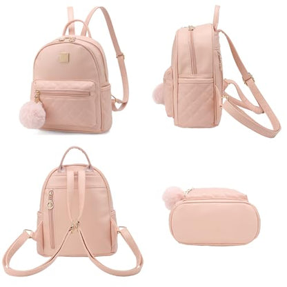 Girls Fashion Mini Backpack Purse Small Cute Plaid Leather Women Backpacks Little Bag (Pink) - color: Pink