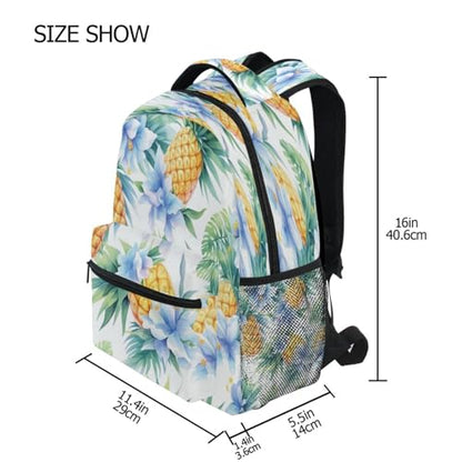 Backpacks for Men and Women Waterproof Laptop Bookbag with Chest Strap Gift Men & Women Sliced Pineapple and Flowers Watercolor - color: Multicolor12