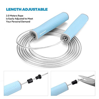 Jump Rope 3 Styles | 1-LB Weighted Jump Rope for Adults Women. || Speed Jump Rope with Ball Bearings for Fitness. ||| Lightweight Skipping Ropes (2 Pack) for Kids and Adult Beginners. - color: Speed Blue (1 Pack)