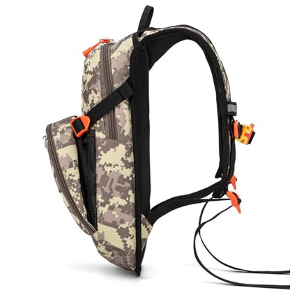 Kids Hydration Backpack, Water Hiking Backpack for Boys or Girls with 1.5L Reservoir Bladder - color: Grey Print