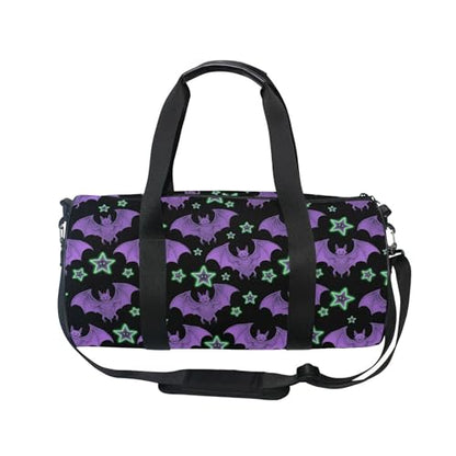MNSRUU Sports Duffel Bags, Purple Bat Star Athletic Gym Bag Overnight Workout Travel Tote Luggage for Men Women Yoga - color: Bat A18624