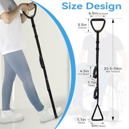 Long Leg Lifter, Leg Lifter Strap Rigid with Large Foot Loop, Legs Strap Lift for Get in and Out of Bed,Car,Wheelchair for Disables and Elderly，Foot Straps，Legs Aid Lift aids (25.5in-56in)