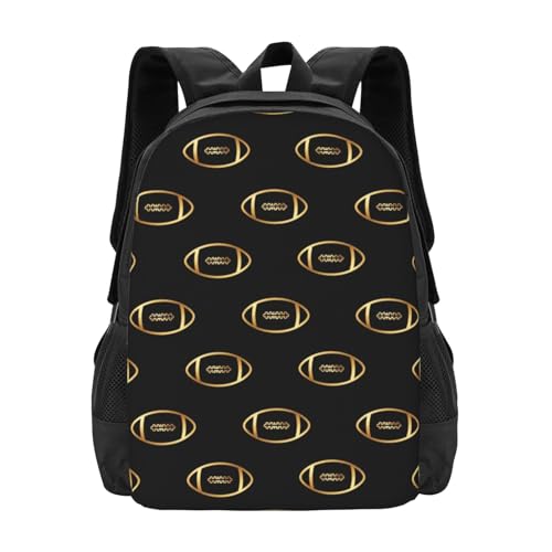 Sturdy Polyester Shoulder Pack American Football Gold, Anti Theft Spacious Camping Rucksack Casual Daily Bag for Men Women Fitness Outdoor Activity - color: Design (549)