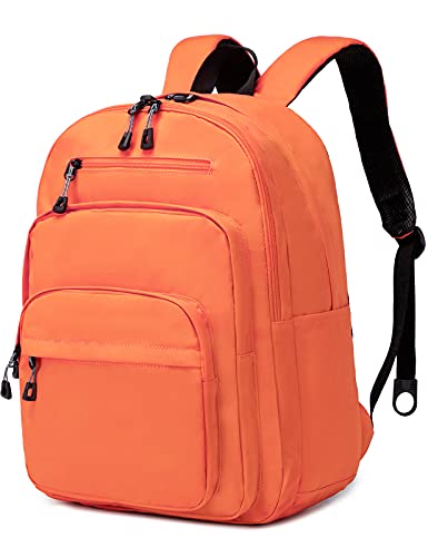 Lanola Basic Multi-Pocket Multipurpose Backpack Classical Water Resistant Student Bookbag For School Business Travel or Casual Daypack Backpacks For Men Or Women - Orange - color: Orange