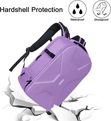 MOSISO Camera Backpack, DSLR/SLR/Mirrorless Photography Camera Bag 15-16 inch Waterproof Hardshell Case with Tripod Holder&Laptop Compartment Compatible with Canon/Nikon/Sony, Purple - color: Purple