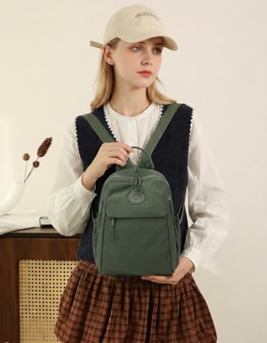 Mini Backpack for Women Nylon Small Backpack Purse Crossbody Sling Bag Convertible Backpack Casual Shopping Daypack (Dark Green) - color: Dark Green