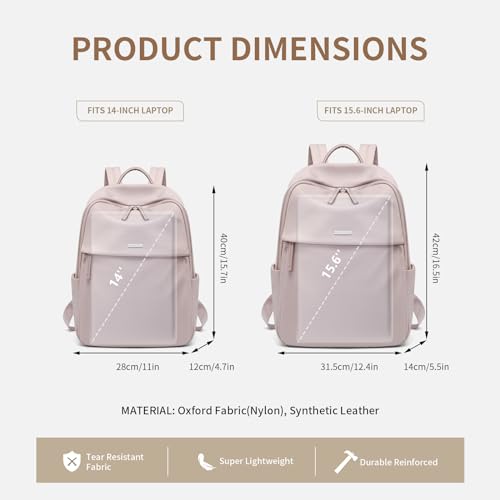 GOLF SUPAGS Womens Laptop Backpack with Separate Laptop Compartment Water Resistant Computer Backpacks Fits 15.6 Inch Notebook Travel Work College Bags (15.6-Inch, Pink) - color: Pinkish Grey, size: 15.6-Inch