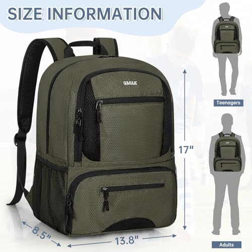 GMAK Soccer Backpack for Youth, Soccer Bag with Ball/Shoe Compartment for Football/Basketball/VB, Lightweight Training Pack - color: Grey