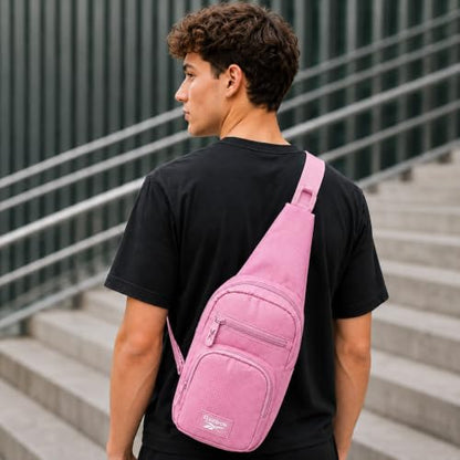 Reebok Unisex Crossbody Bag - Convertible Compact Durable Cross Body Bag for Women and Men - Gym and Travel Essentials, Size One Size, Cosmos Rose - color: Cosmos Rose