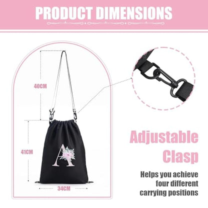 A-Z BAG Drawstring Backpack Gym Sackpack, Personalized Gifts for Women, Initial 4-in-1 Multi-String Swimming Bag for Waterproof Sports (A)