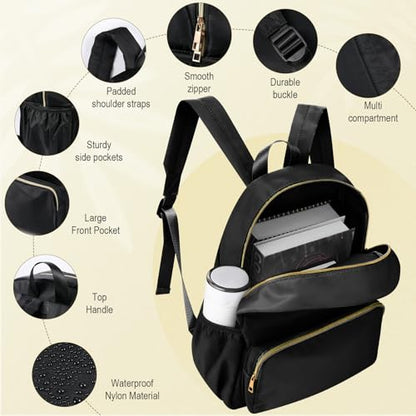 1 Piece Nylon Backpack Kids School Backpack for Toddler Girls Boys Plain Waterproof Preppy Bookbags Travel for Student (Black) - color: Black