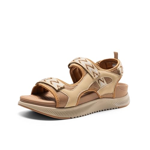 DREAM PAIRS Women's Walking Sandals Arch Support Orthopedic Recovery Hiking Sandals Thick Athletic Cushion Adjustable Strap for Plantar Fasciitis - color: Khaki, size: 7