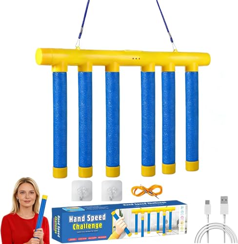Shelprojsu Reflex Drop Sticks Challenge Game, 3 Adjustable Catching Falling Sticks Game, Hand Eye Coordination Training Game, Reaction Time Training Hand Speed Challenge Game - color: Blue-With Control
