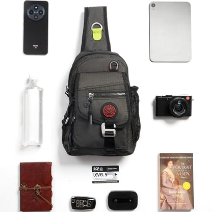 NICGID Sling Bag Chest Shoulder Backpack Crossbody Bags for Tablet Laptop Outdoor Hiking Men Women - color: Black-2629