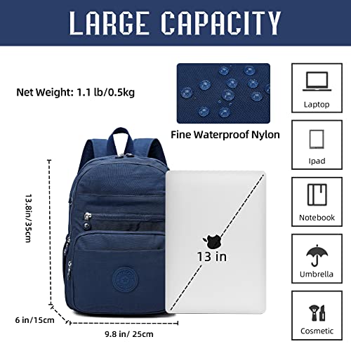 Hiking Waterproof 13" Laptop Backpack Purse for Women and Men,Travel Backpack - color: Dark Blue