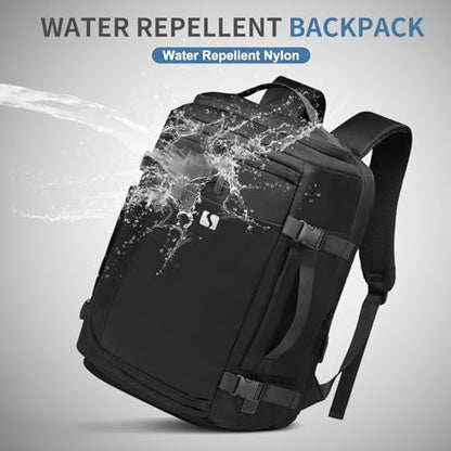 35L Travel Backpack 17" Laptop Backpack W/USB-C Port, Expandable Carry-On Bag, TSA Flight Approved Water-Resistant for Business College, Black - color: Black