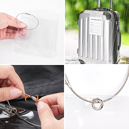 Fowecelt 2 Pack Extra Large Golf Luggage Tag 9" x 6" Travel Luggage Bag Plastic Clear Tag Waterproof Zipper Pouch PVC Shipping Label Holder with Sturdy Steel Loop for Suitcases Golf Club