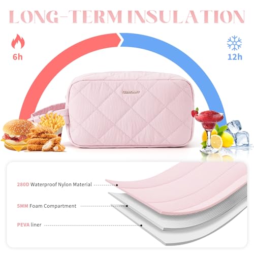 Small Cooler Bag Freezable Lunch Bag for Work School Travel,Small Lunch Bag,insulated snack bag,Mini Cooler,Lunch bag small Fit For Yogurt（Light Pink ） - color: S-Light Pink