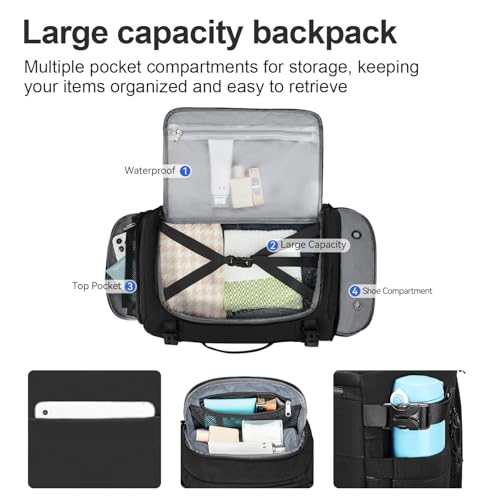 Carry On Travel Backpack with Shoe Compartment Flight Approved Laptop Backpack Expandable Work Business Backpack for Women Men Casual Daypack, Black - color: Black, style: A