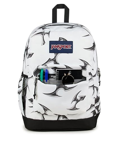 JanSport Cross Town Plus Backpack - Large Main Compartment, Side Water Bottle Pocket, 15-Inch Padded Laptop Sleeve - Cyber Silver White - color: Cyber Silver White