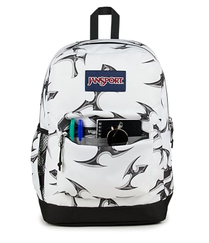 JanSport Cross Town Plus Backpack - Large Main Compartment, Side Water Bottle Pocket, 15-Inch Padded Laptop Sleeve - Cyber Silver White - color: Cyber Silver White