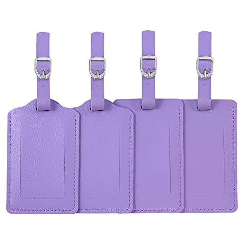 Vigorport Leather Personalized Luggage Tags Set of 4 - color: Purple