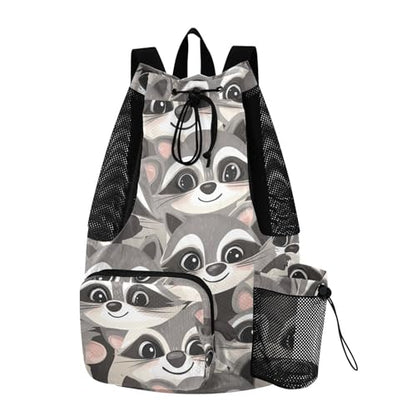 Drawstring Backpack Gym Sackpack With Water Bottle Pocket Dry Wet Separation