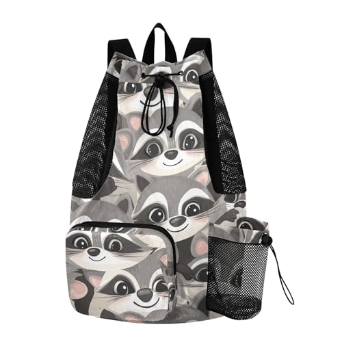 Drawstring Backpack Gym Sackpack With Water Bottle Pocket Dry Wet Separation