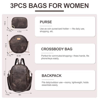 Small Backpack for Women Designer Leather Mini Backpack Purse Ladies Fashion Roomy Shoulder Handbag (Coffe-3) - color: Coffe-3