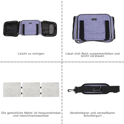BAGLHER Cat Carrier Bag,Airline Approved Pet Carrier Soft Side Pet Travel 5 Sides Open Doors 3 Sides Expandable Foldable Dog Carrier with Fleece Pad - color: Purple, size: 17.5"L x 12.0"W x 11.5"H