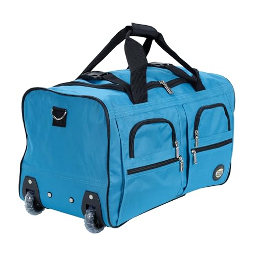 Rockland Rolling Duffel Bag, Black, 22" - color: Turquoise, size: 22"