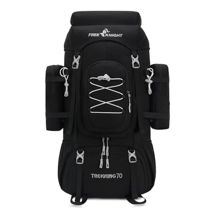 Bseash 70L (65+5) Waterproof Hiking Camping Backpack with Rain Cover, Outdoor Sport Travel Daypack for Climbing Touring (Black) - color: Black