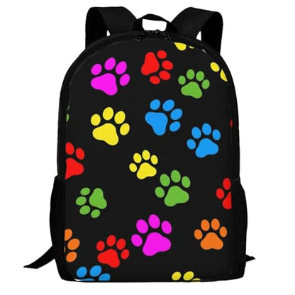 Slim Anti Theft Laptop Backpack Rainbow Puppy Dog Paws Animal Pet Colorful Paw Print, Large Volume Travel Daypack Durable Polyester Carry Bag for Office Business Outdoor Trekking - color: Design (573)
