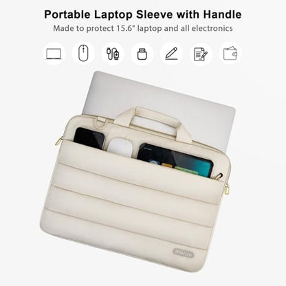 MOSISO Laptop Bag for Women, Computer Bags, Puffy Sleeve Case Laptop Shoulder Bag with Handle&Pocket