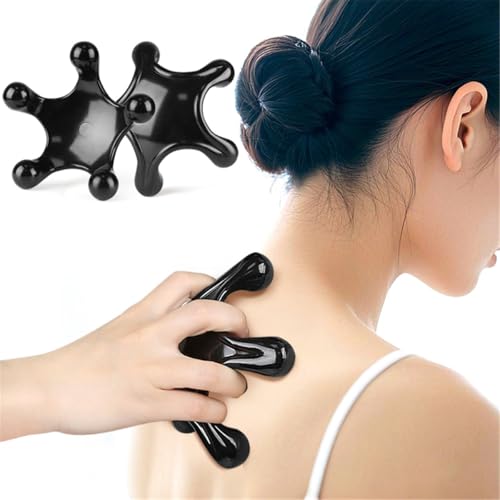 Trigger Point Massage Tools, 2 Pack Easier Grip Star Shaped 5 Legged Pressure Point Handheld Massage Tool for Deep Tissue Pain Relief, Suitable for Full Body (Black) - color: Black